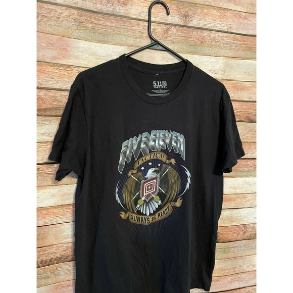 511 Tactical Shirt Large Black Always Be Ready Eagle Tee Large Slim Fit - Picture 2 of 6